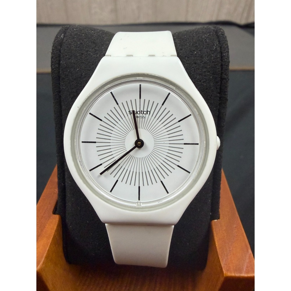 Swatch Skinpure SVOW100 Watch 37mm White Ultra Thin Skin Swiss Quartz Silicone